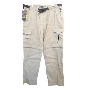 BC Clothing Men's XL Convertible Cargo Pants Khaki‎ Stretch Zip Off Hiking